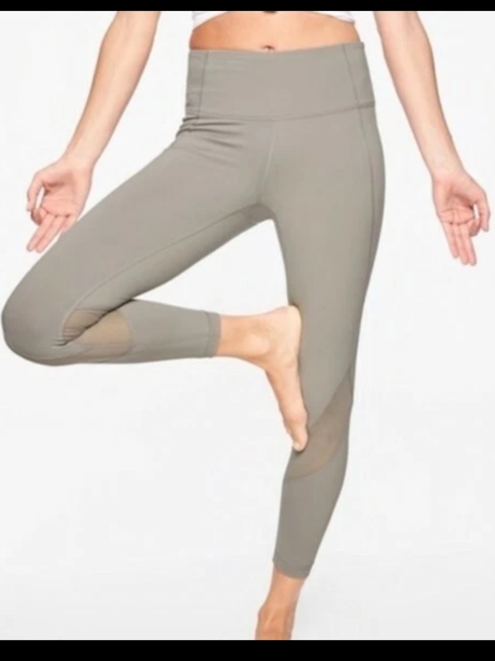 Athleta Eclipse 7/8 Mesh Leggings Gray Medium Tall NWT
